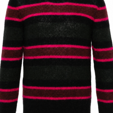 Black and Pink Stripe Brushed Knit Sweater