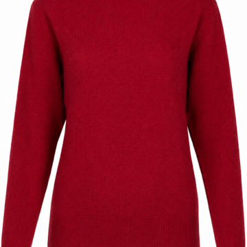 Solid Red Crew Neck Knit Sweater Regular Fit