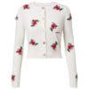 Cream Floral Embroidered Cropped Cardigan