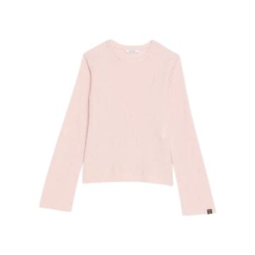 Pale Pink Crew Neck Long Sleeve Knit Sweater