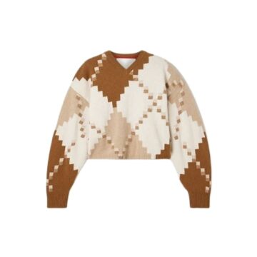 Cream Geometric Diamond Jacquard Sweater