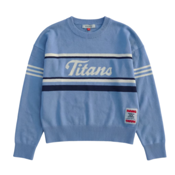 Light Blue Relaxed Graphic Stripe Knit Sweater