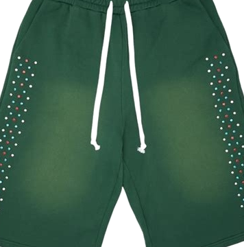 Green Relaxed Sweat Shorts with Drawstring